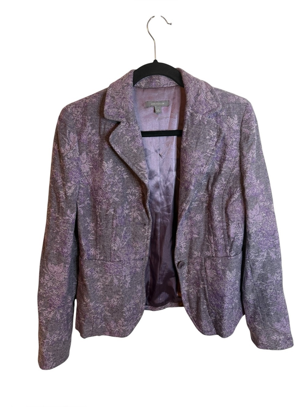 Ann Taylor Purple Floral Wool Fairy Blazer